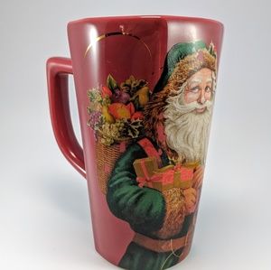 Santa Claus Tall Christmas Coffee Mug Burgundy